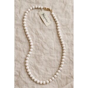 Vintage Napier White Bead Necklace Gold Spacer Minimalist Coastal Grandmother